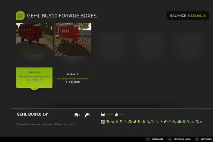 Причіп Gehl BU910 для Farming Simulator 25 — 3