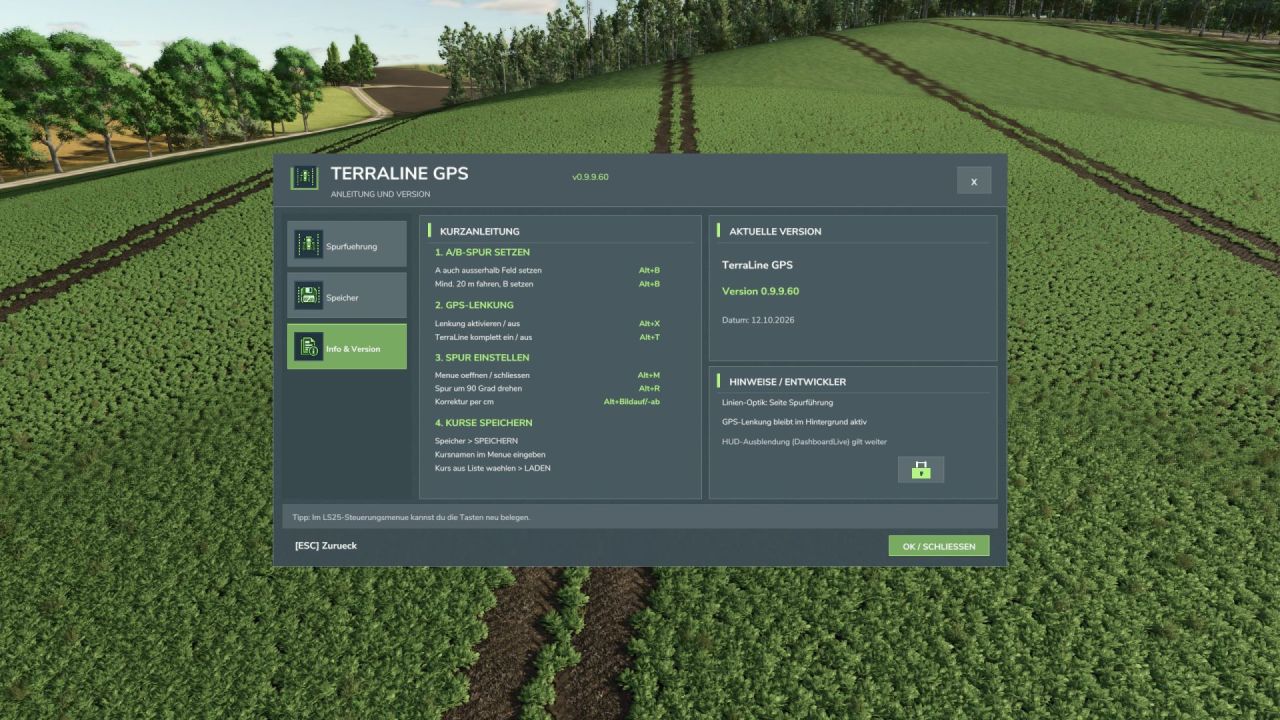 GPS-система TerraLine GPS для Farming Simulator 25