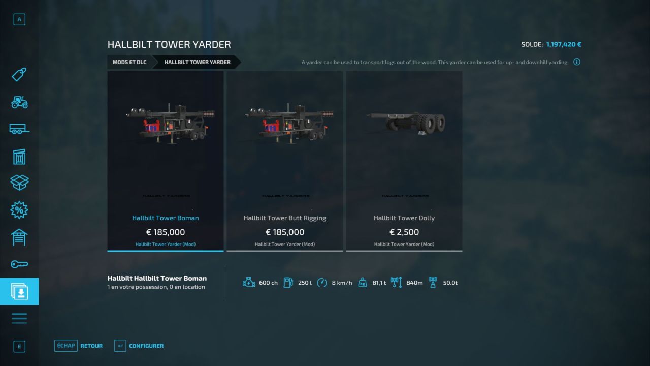 Канатна трелювальна установка Hallbilt 110 Tower Yarder для Farming Simulator 22