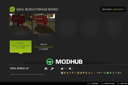 Причіп Gehl BU910 V1.0 для FS25 — 3