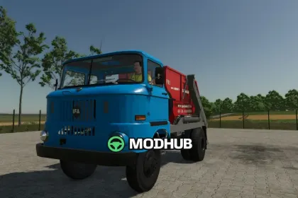 Camión IFA W50 para FS25 con contenedor, volquete y remolque de ensilado — 4