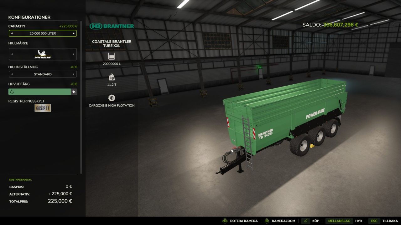Причіп Brantner Tube XXL MultiFill 1K–20M для Farming Simulator 25