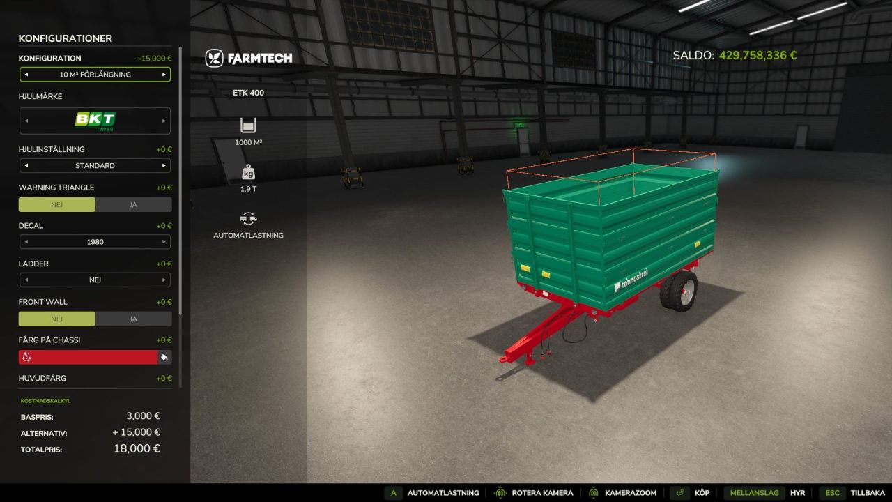 Причіп Farmtech ETK401 V2 для Farming Simulator 25