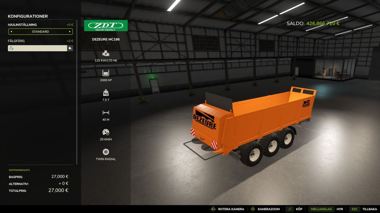 Розкидач гною Dezeure MC186 V2 для Farming Simulator 25