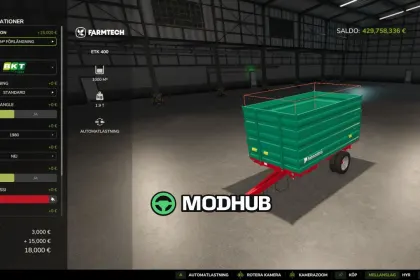 Причіп Farmtech ETK401 V2 для FS25 — 2