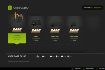 Міні-екскаватор Case CX18D для Farming Simulator 25 — 4