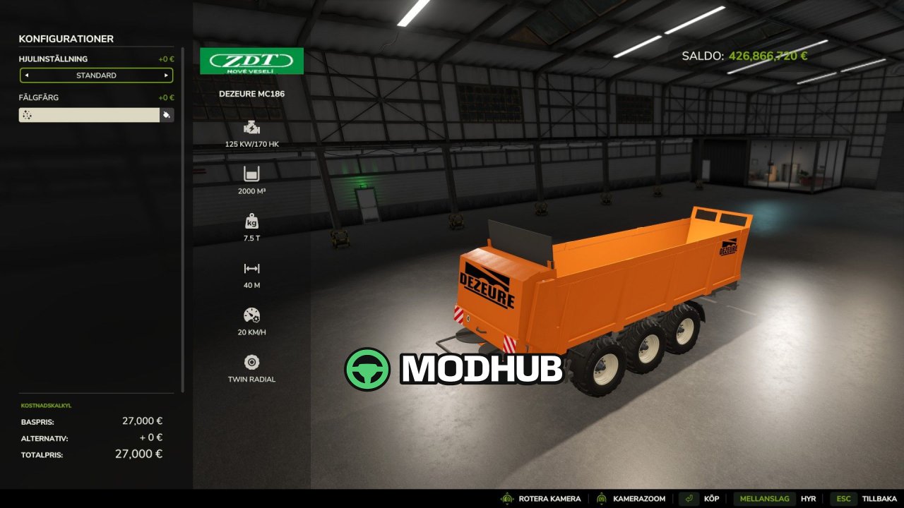 Розкидач Dezeure MC186 V2 для FS25