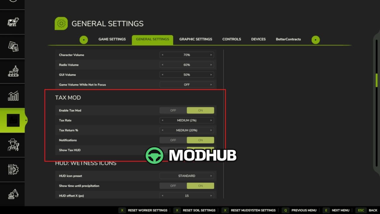 Скрипт Tax Mod V1.2 для FS25