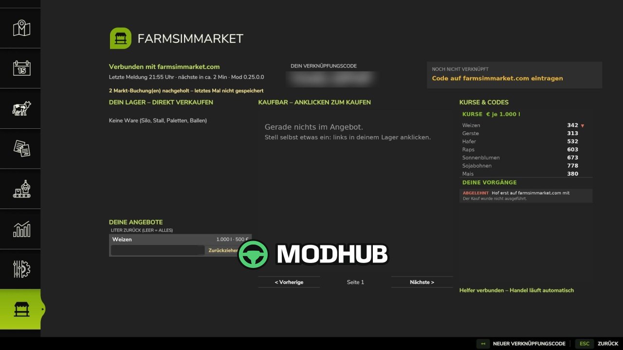 Скрипт FarmSimMarket – Player Market & Rankings v0.27 для FS25