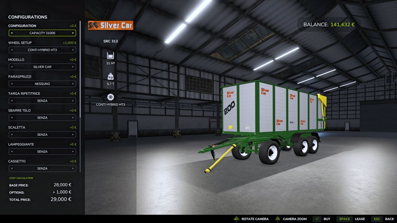 Ефективний 3-Вісний Причіп Silver Car / Vanara SRC 313 на 31–35 тис. л для FS25