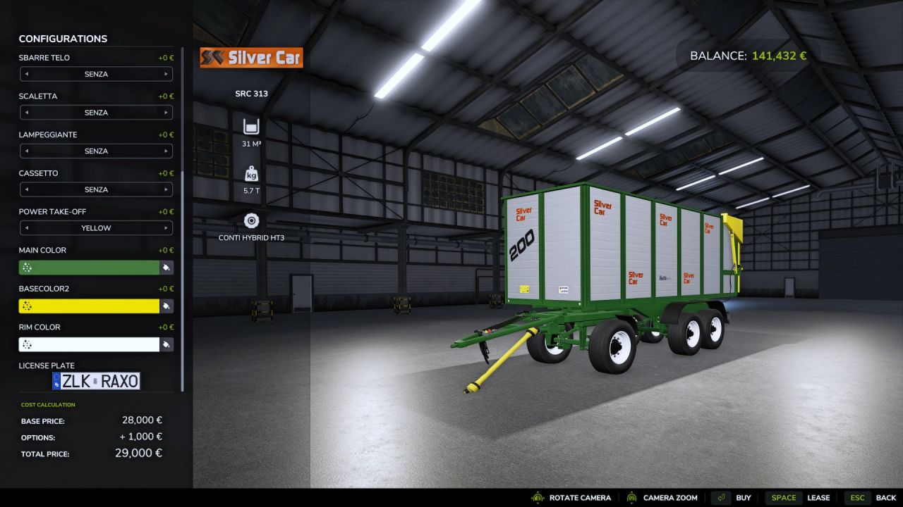 Ефективний 3-Вісний Причіп Silver Car / Vanara SRC 313 на 31–35 тис. л для FS25