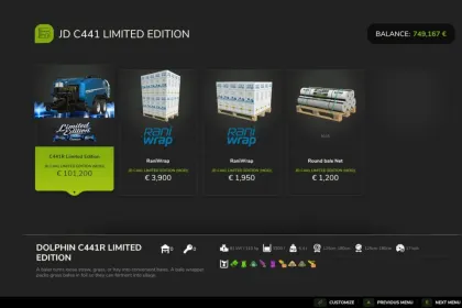 Прес-підбирач John Deere C441R Limited Edition для Farming Simulator 25 — 2