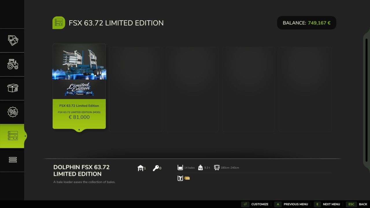 Причіп для перевезення тюків Arcusin FX63 Limited Edition для Farming Simulator 25