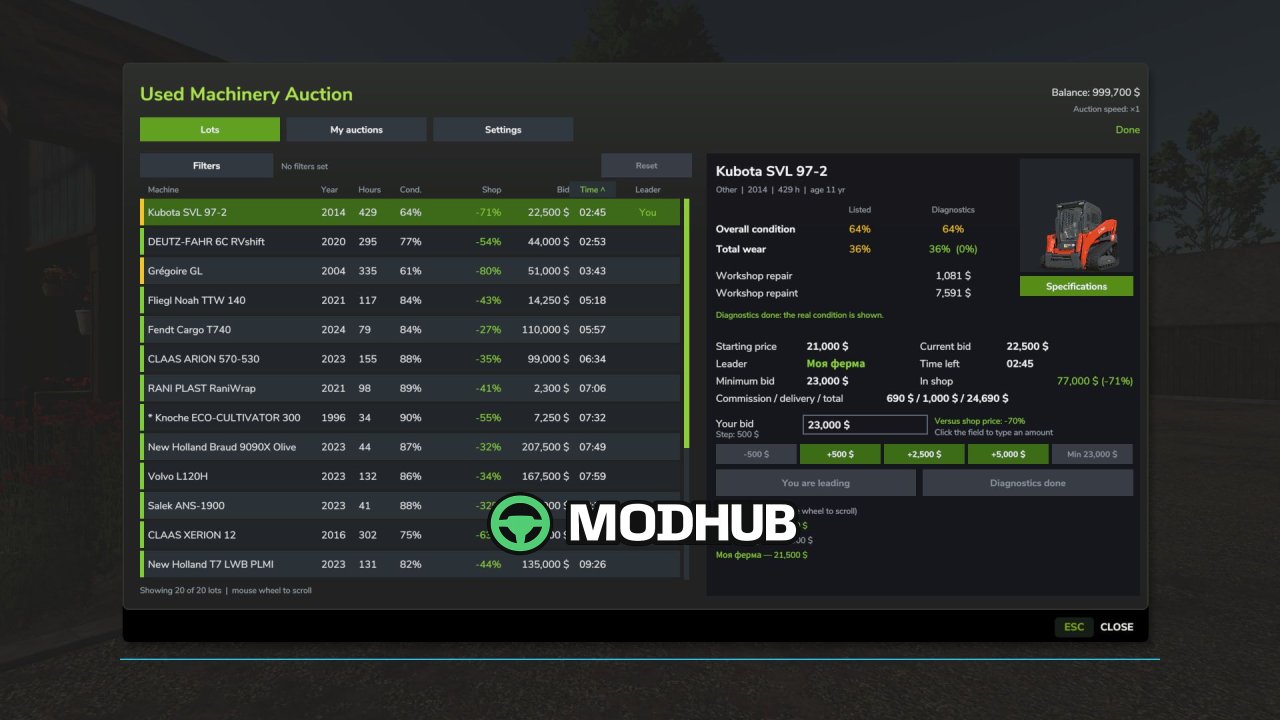 Gebrauchtmaschinen-Auktion BETA 2 für FS25