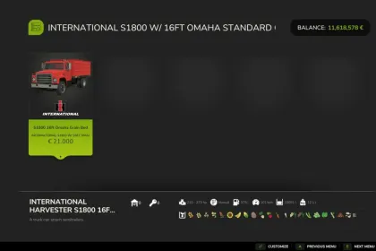 Легендарна Вантажівка International S1800 Grain Truck для Перевезення Зерна у FS25 — 5