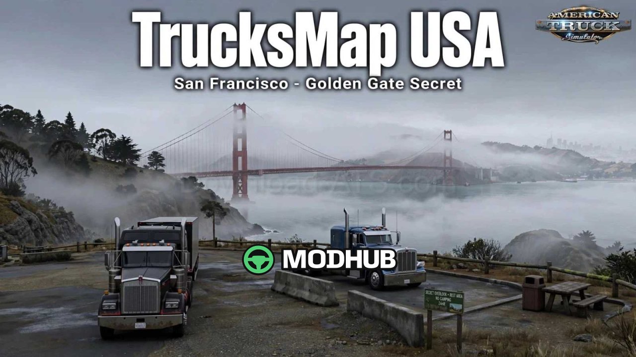 TrucksMap USA v1.7.1.61-kaart voor ATS - Geheime wegen en rustplaatsen