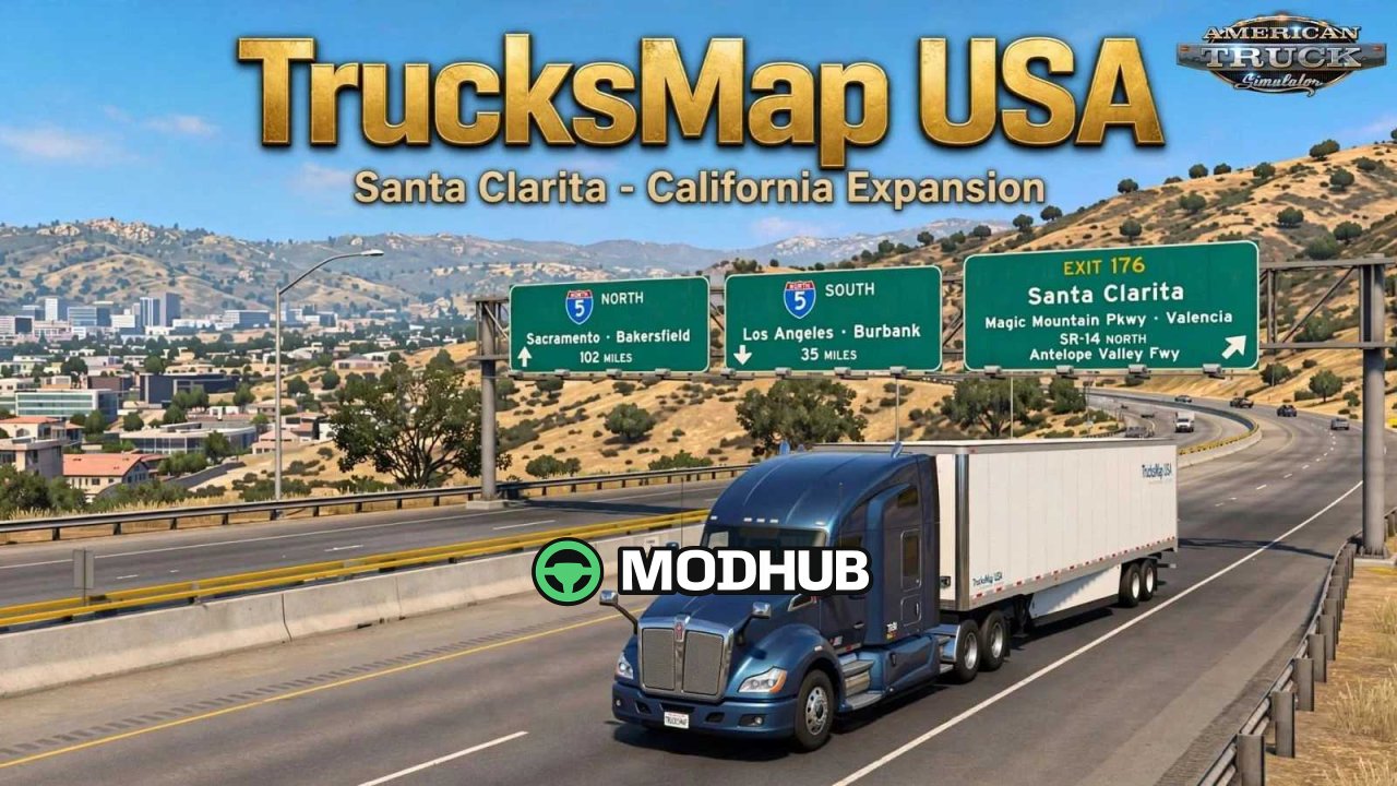 TrucksMap USA v1.7.1.61-kaart voor ATS - Geheime wegen en rustplaatsen