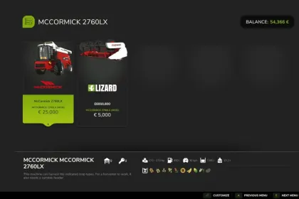 Maaidorser McCormick 2760LX voor Farming Simulator 25 — 3