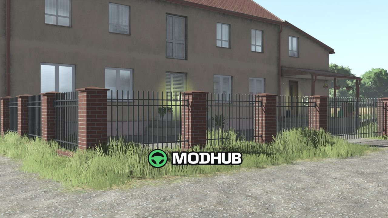 Rode bakstenen en metalen hek V1.1 voor FS25