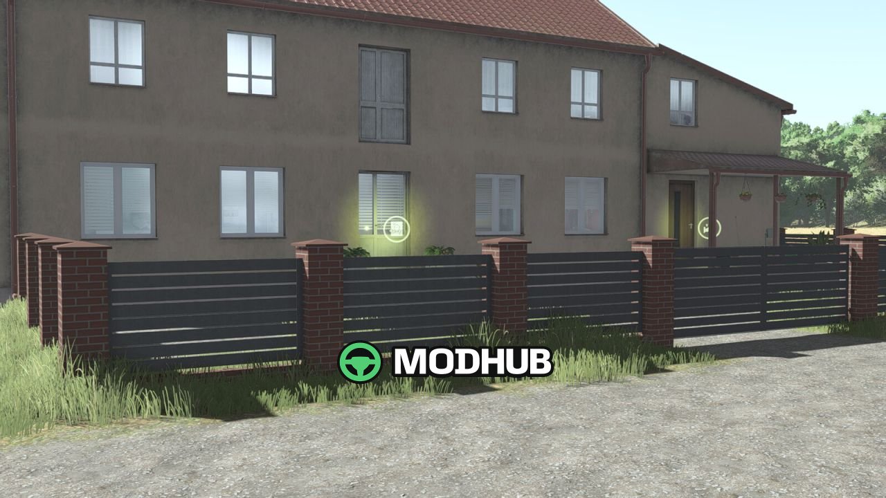 Rode bakstenen en metalen hek V1.1 voor FS25
