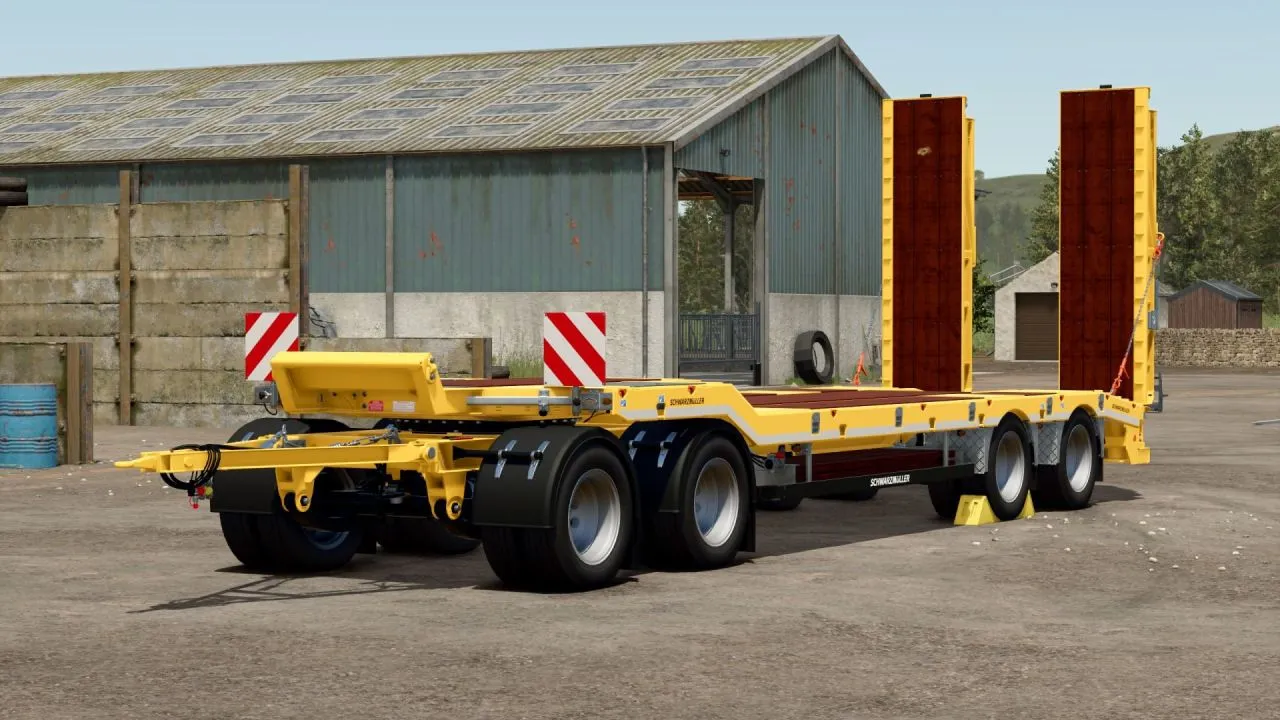 Ефективний Причіп SCHWARZMUELLER 4A для Безпечного Перевезення Техніки у FS25