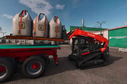 Efektywny Pallet z Pasami Napinającymi i Długimi Widelcami Paletowymi — Niezawodne Palety i Długie Widelce dla FS25 — 2