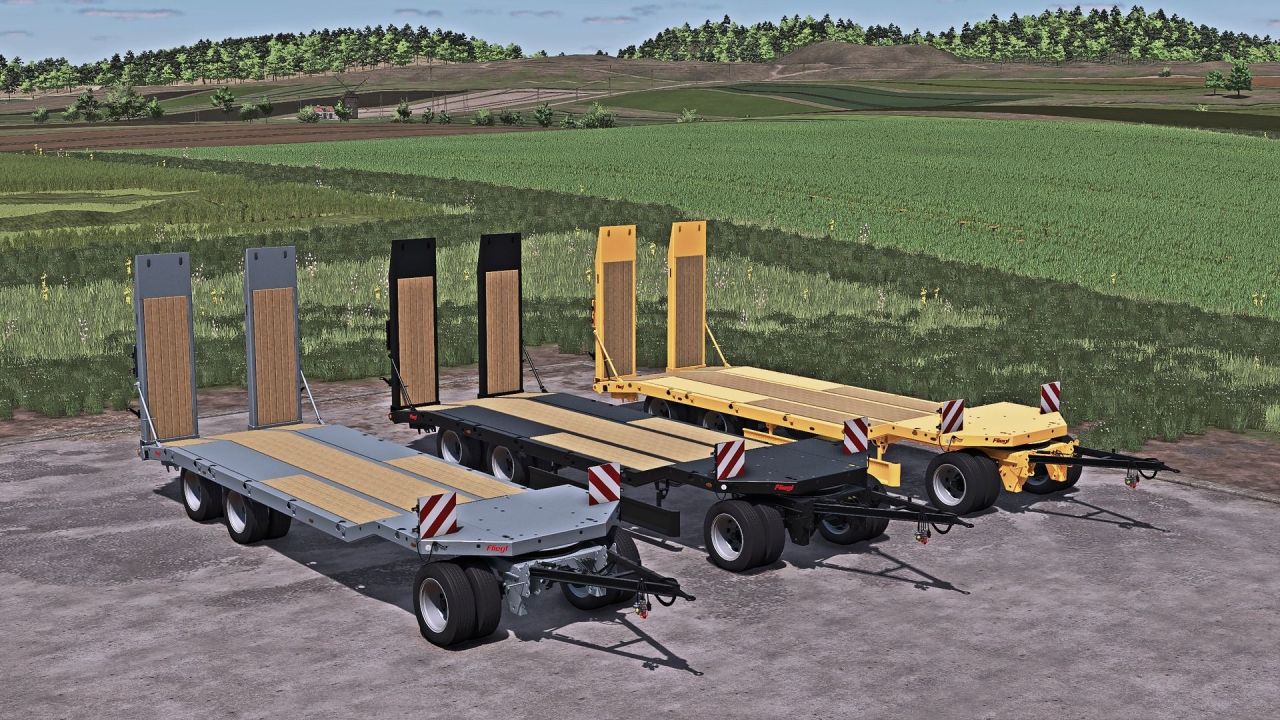 Efficient Low Loader Trailer Fliegl DTS 59 for Tractor in Farming Simulator 25