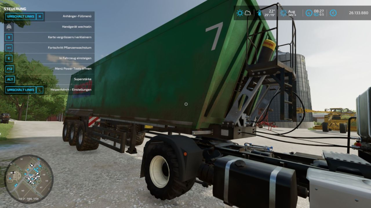 Aanvulmenu voor aanhangers voor Farming Simulator 22