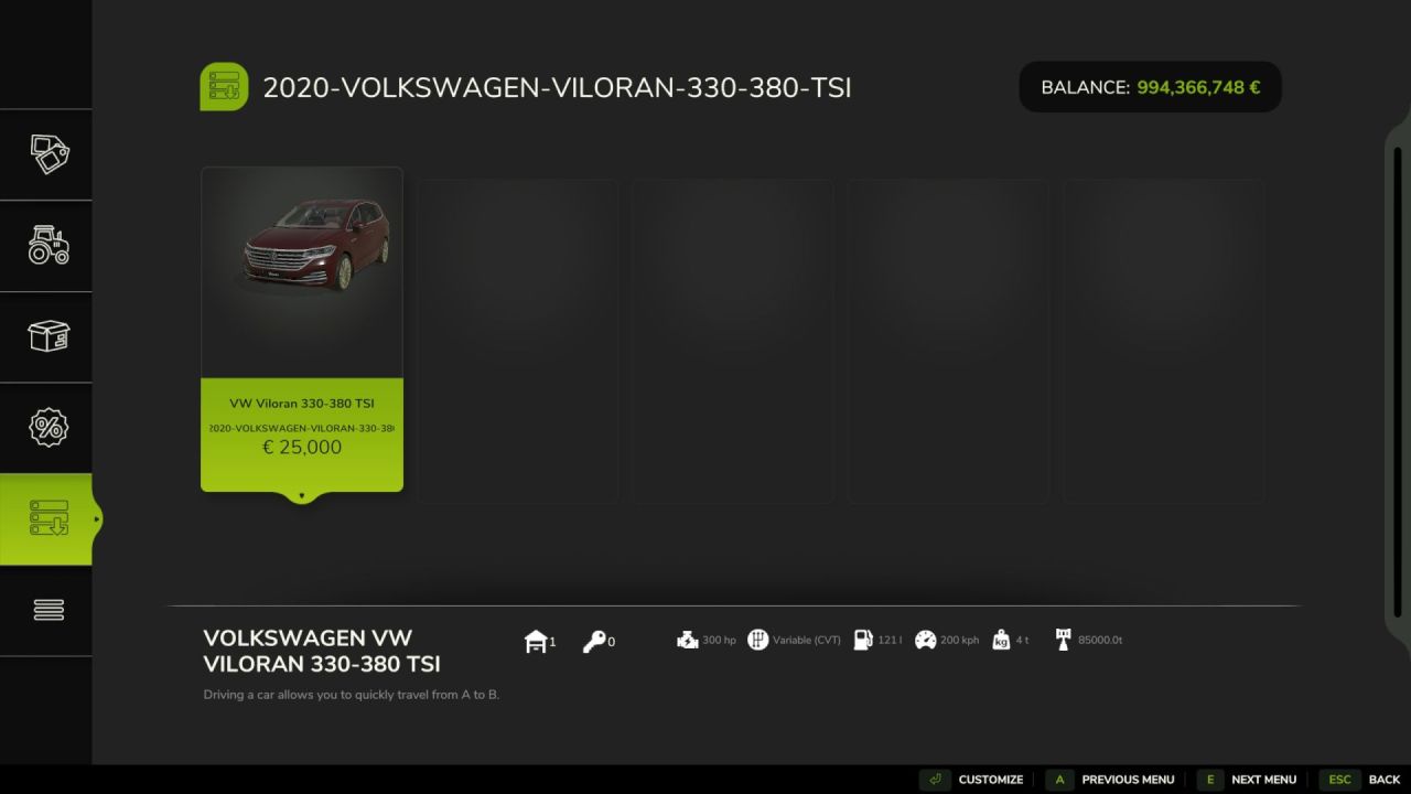 Stylowy Minivan Volkswagen Viloran 330-380TSI do Farming Simulator 25 — 7 Miejsc i Robocza Wciągarka