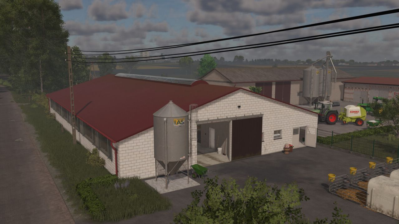 Efficient Red Roof Cow Barn for 60 Cows for Farming Simulator 25