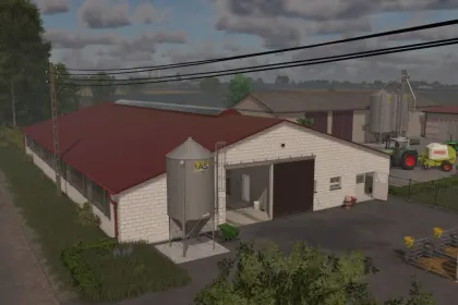 Efficient Red Roof Cow Barn for 60 Cows for Farming Simulator 25 — 1