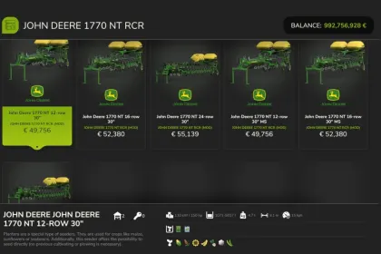 John Deere 1770 NT RCR zaaimachine voor Farming Simulator 25 — 2