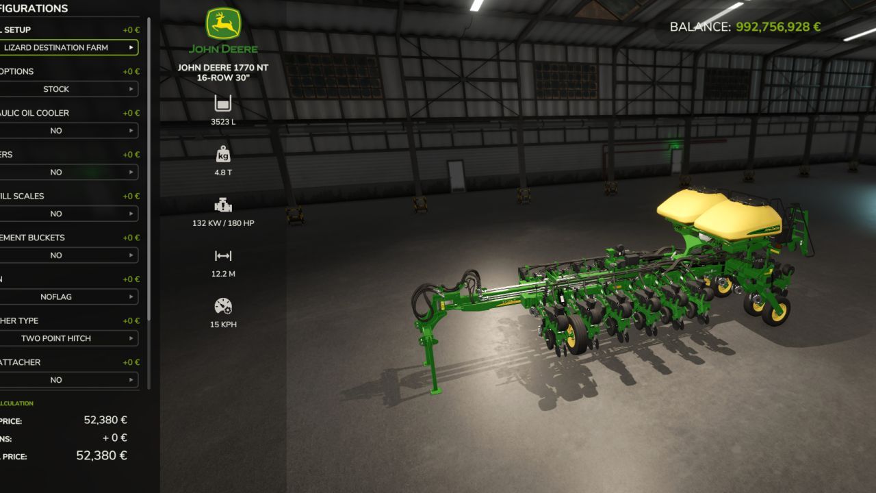 John Deere 1770 NT RCR zaaimachine voor Farming Simulator 25