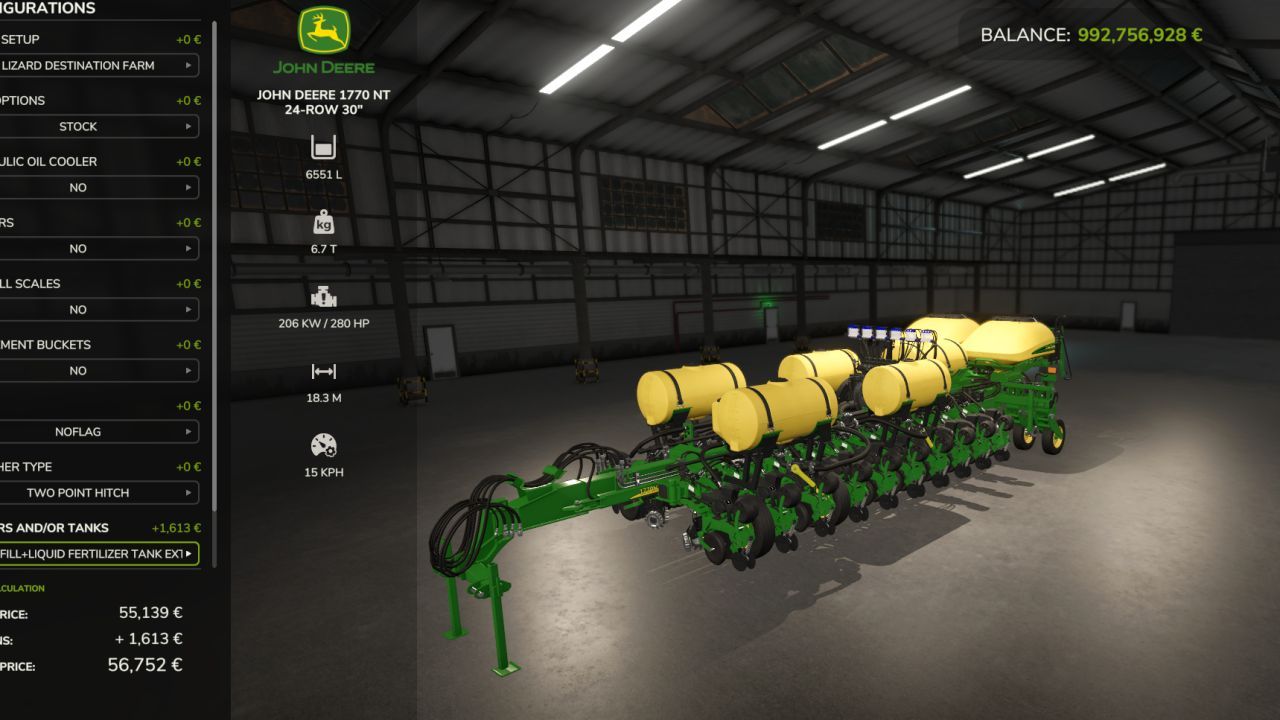 John Deere 1770 NT RCR zaaimachine voor Farming Simulator 25