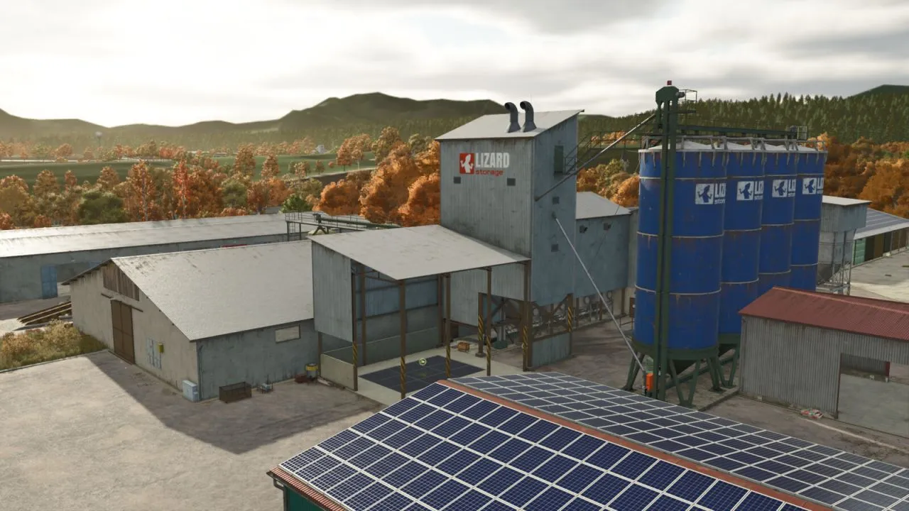 Efektywny kompleks Lizard Grain Storage i Pig Food Maker — Magazyn ziarna i Karmownik dla świń w FS25