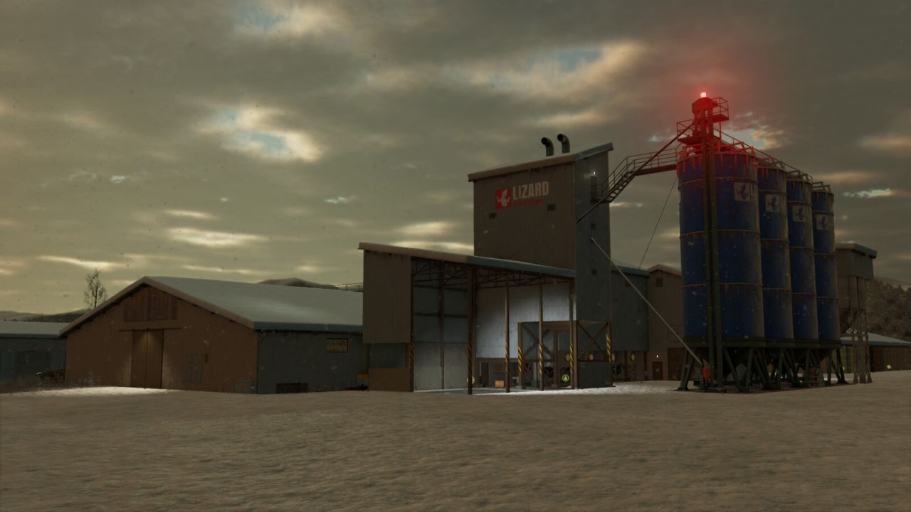 Efektywny kompleks Lizard Grain Storage i Pig Food Maker — Magazyn ziarna i Karmownik dla świń w FS25