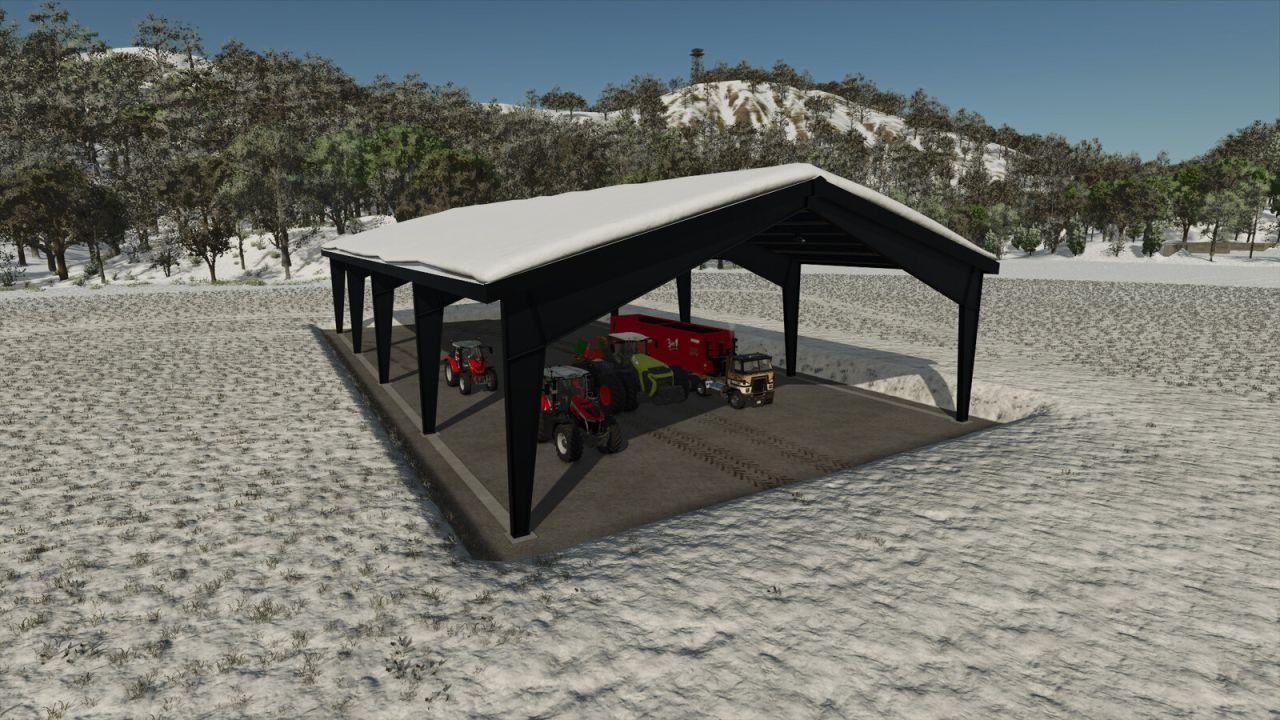 Praktisches Large Metal Pavilion Pack — Große Metallhallen für Technik in FS25