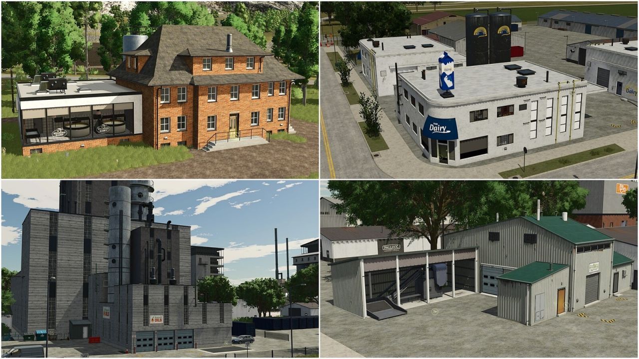 Efektywny Zestaw Punktów Produkcji — 12 Fabryk z FS22 dla Farming Simulator 25