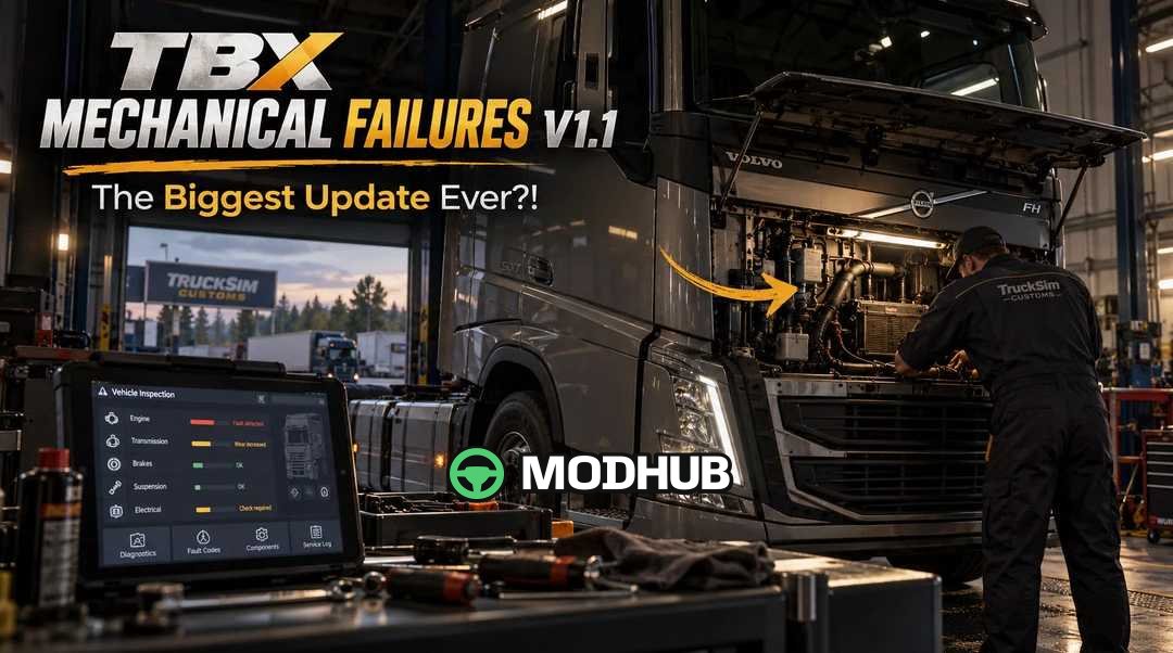 Mod TBX Mechanical Failures v1.1 voor ETS2 – inspecties en demontage
