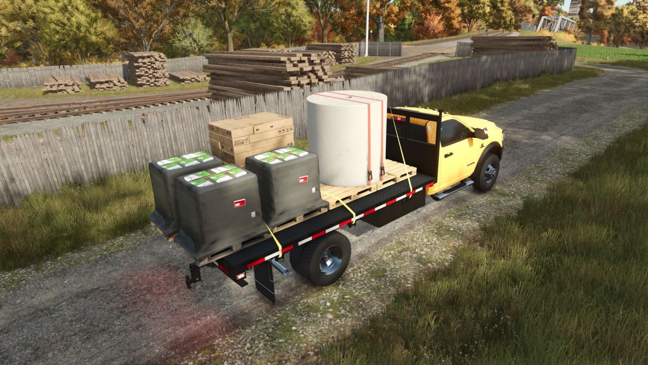 Leistungsstarker Pickup Dodge Ram 5500 Stakebed für Farmarbeiten in FS25