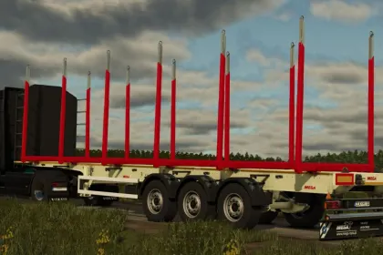 Надійний Лісовий Напівпричіп MEGA Timber Long для Перевезення Довгоміру у FS25 — 1