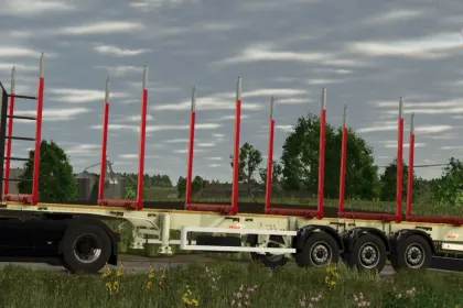 Надійний Лісовий Напівпричіп MEGA Timber Long для Перевезення Довгоміру у FS25 — 2