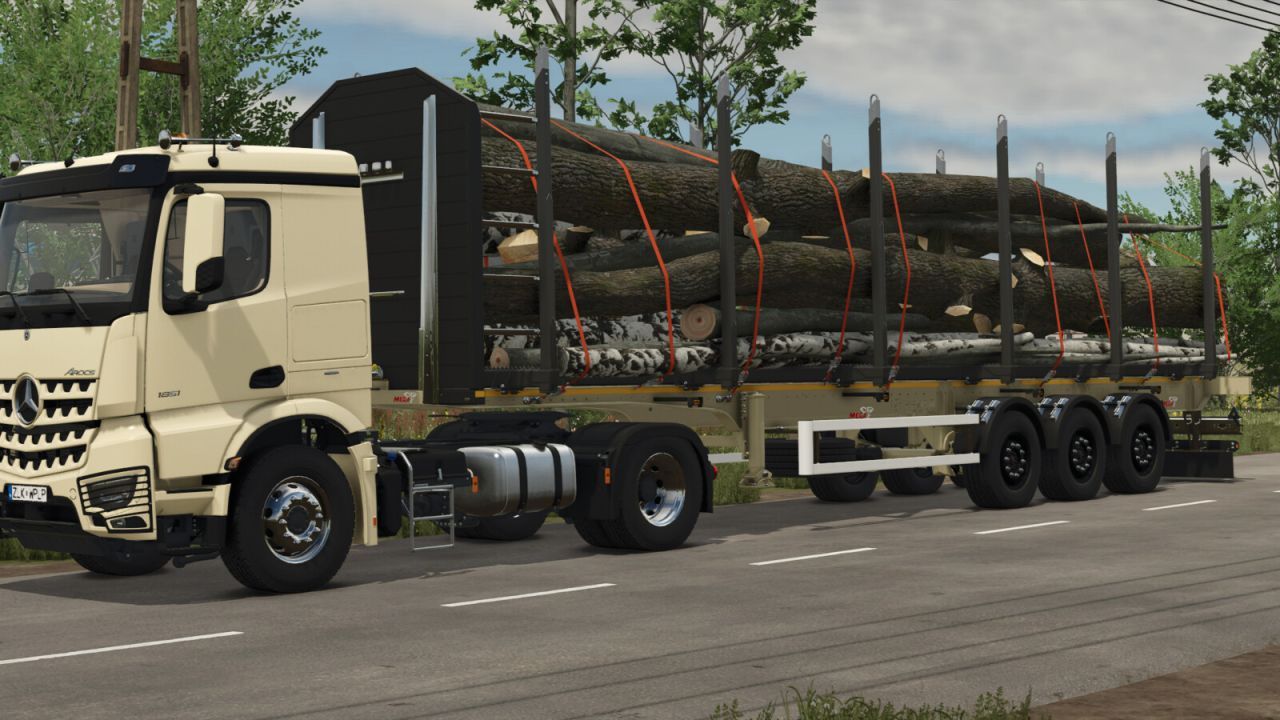 Надійний Лісовий Напівпричіп MEGA Timber Long для Перевезення Довгоміру у FS25