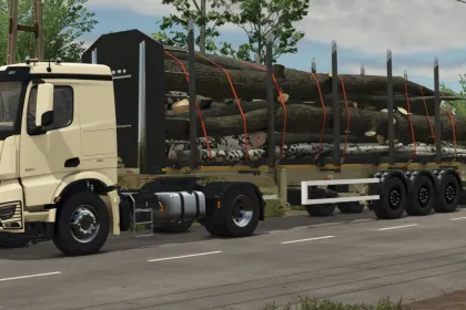 Надійний Лісовий Напівпричіп MEGA Timber Long для Перевезення Довгоміру у FS25 — 4