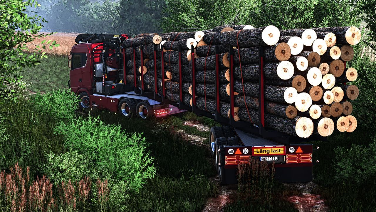 Надійний Лісовий Напівпричіп MEGA Timber Long для Перевезення Довгоміру у FS25