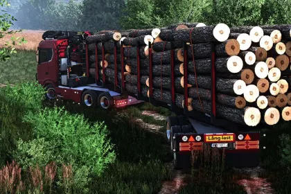Надійний Лісовий Напівпричіп MEGA Timber Long для Перевезення Довгоміру у FS25 — 5