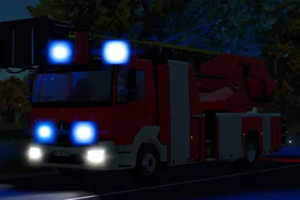 Auffällige Feuerwehrleiter Mercedes Benz Turntable Ladder 23/12 — Wendiges Rettungsfahrzeug für FS25 — 2