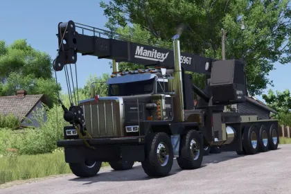 Leistungsstarker Lkw Kenworth C500 Manitex 4596 mit Kranarm für FS25