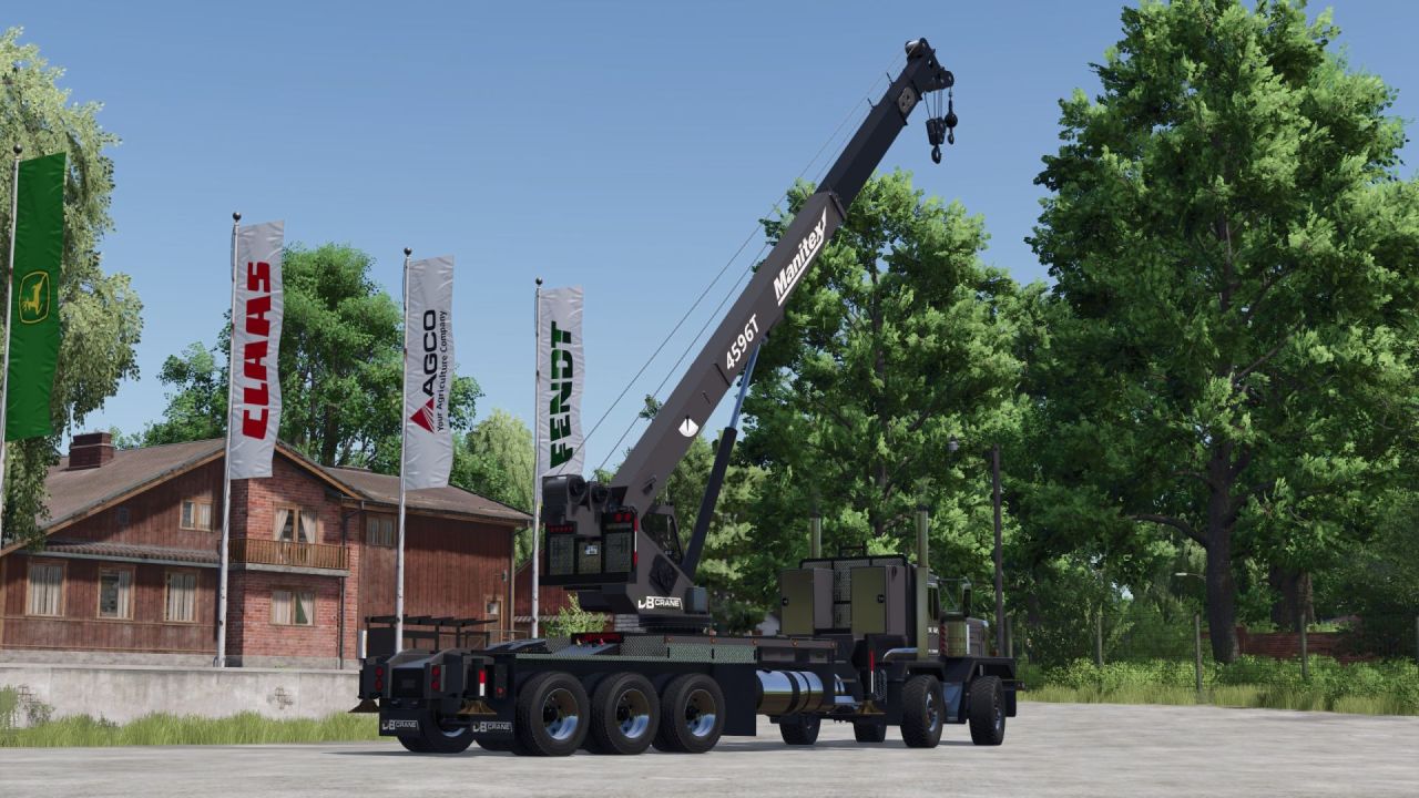 Leistungsstarker Lkw Kenworth C500 Manitex 4596 mit Kranarm für FS25