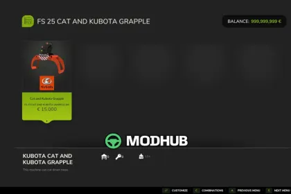 Pinza CAT y Kubota para FS25 — 3